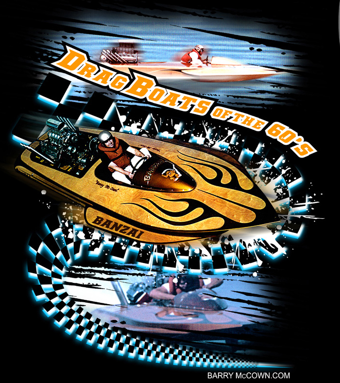 Drag Boats of the 60's black t-shirt
